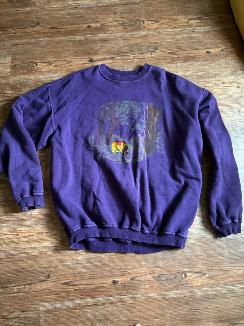 Disney Purple XL  OVERSIZED Sweatshirt VINTAGE Winnie the Pooh EMBORDIARY USA